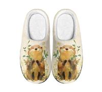 wxlmom Chaussons Femme Animaux Jaunes Pantoufles Homme Pantoufle Femme D'Hiver En Peluche Pantoufle Douillettes Et Chaudes,Avec Semelle Épaisse Antidérapante,Pour L'Intérieur Et L'Extérieur
