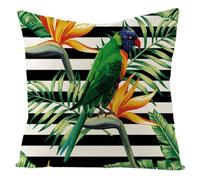 wxlmom Housse de Coussin 50x50 Oiseau Vert Lin Canapé Taie d'oreiller