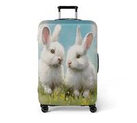 wxlmom Housse Valise Protection L Bleu Blanc Adultes Enfant Elastique Housse,Zippé Résistant Robuste Couverture Protege Valise De Voyage Soute,Lavable,Réutilisable