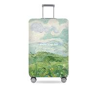 wxlmom Housse Valise Protection L Herbe Verte Adultes Enfant Elastique Housse,Zippé Résistant Robuste Couverture Protege Valise De Voyage Soute,Lavable,Réutilisable
