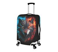 wxlmom Housse Valise Protection L Loup Noir Adultes Enfant Elastique Housse,Zippé Résistant Robuste Couverture Protege Valise De Voyage Soute,Lavable,Réutilisable