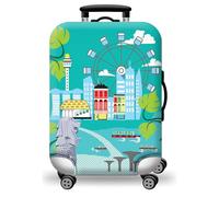 wxlmom Housse Valise Protection L Vert Adultes Enfant Elastique Housse,Zippé Résistant Robuste Couverture Protege Valise De Voyage Soute,Lavable,Réutilisable