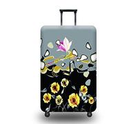 wxlmom Housse Valise Protection S Fleurs Gris - Noir Adultes Enfant Elastique Housse,Zippé Résistant Robuste Couverture Protege Valise De Voyage Soute,Lavable,Réutilisable
