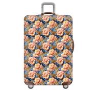 wxlmom Housse Valise XL Fleurs Bleues Oranges Adultes Enfant Elastique Housse,Zippé Résistant Robuste Couverture Protege Valise De Voyage Soute,Lavable,Réutilisable