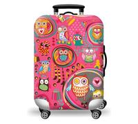 wxlmom Housse Valise XL La Chouette Rose Adultes Enfant Elastique Housse,Zippé Résistant Robuste Couverture Protege Valise De Voyage Soute,Lavable,Réutilisable