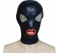 WXLPCGO BDSM FéTiche Latex TêTe Couverture Le Noir Sexy Latex TêTemasque avec Fermeture à GlissièRe pour Le Jeu de Club Wear(Size:S-63CM)