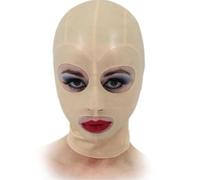 WXLPCGO Cagoule en Latex avec Fermeture éClair Masque Complet Yeux ExposéS Bouche avec Fermeture éClair Au Dos Mascarade Jeu de(Size:M-65CM)