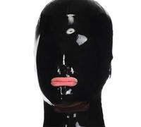 WXLPCGO Cagoule en Latex BDSM Latex TêTe Masque Bouche ExposéE Fermeture éClair Ouverte pour Mascarade Jeu de Rôle Party(Size:XXL-73CM)