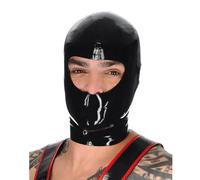 WXLPCGO Cagoule en Latex Masque Complet Noir avec Fermeture éClair Fait à La Main Yeux ExposéS Accessoires de Mascarade(Size:XL-70CM)