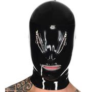 WXLPCGO Cagoule en Latex Sexy Caoutchouc Tête Masque Yeux et Bouche ZippéS Convient aux VêTements Club DiscothèQue Bar Unisexe(Size:XL-70CM)