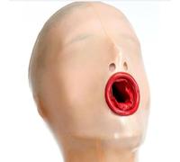 WXLPCGO Cagoule Latex Faite Main Masque Caoutchouc IntéGral Unisexe Accessoires Club avec Fermeture éClair Dos Adapté Club Fête(Size:L-68CM)