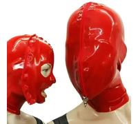 WXLPCGO Cagoule Latex Masque Complet avec Fermeture à GlissièRe Yeux ExposéS Bouche ExposéE Accessoires de Mascarade Unisexe(Size:XL-70CM)