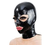 WXLPCGO Latex Tête Couverture Cagoule en Caoutchouc Fermeture éclair Ouverte Cosplay Décoration de Club Bouche à Yeux Ouverts(Size:M-65CM)