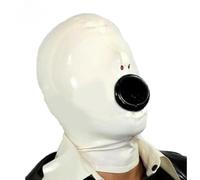 WXLPCGO Latex Tête Couverture Caoutchouc Tête Masque avec Bouche Bouchée Capuchon en Latex avec Fermeture à GlissièRe Cosplay(Size:XXL-73CM)
