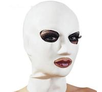 WXLPCGO Latex Tête Couverture Masque Caoutchouc Intégral Fermeture éclair Arrière Unisexe Yeux Exposés Bouche Exposée Cosplay(Size:L-68CM)