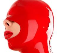 WXLPCGO Latex Tête Couverture Masque en Caoutchouc Naturel avec Fermeture à GlissièRe Bouche Exposée pour Party Cosplay Holiday(Size:M-65CM)