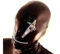 WXLPCGO Latex Tête Couverture Masque en Caoutchouc Naturel avec Fermeture éclair Unisexe Yeux Exposés Bouche pour Party(Size:XL-70CM)