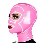 WXLPCGO Latex Tête Couverture Rose BDSM Fétiche Masque Caoutchouc Intégral pour Tête Décoration Déguisements Club D'Halloween(Size:XL-70CM)