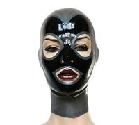 WXLPCGO Latex Tête Couverture SM Fetish Bondage Mask Halloween Mask Masque Cosplay en Latex Yeux ExposéS Bouche Exposé Unisexe(Size:XS-60CM)