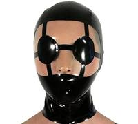 WXLPCGO Masque Cagoule Latex BDSM Noir Masque Caoutchouc IntéGral Unisexe Ventilation des Narines pour Club Halloween Cosplay(Size:XXL-73CM)