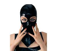 WXLPCGO Masque Cagoule Latex Noir Sexy Latex TêTe Couverture avec Fermeture éClair Fait à La Main Tenue Club Cosplay Unisexe(Size:XL-70CM)