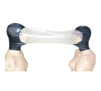 WXLPCGO Noir Masque en Latex BDSM Fétiche Masque Caoutchouc Intégral Unisexe pour Tête Décoration Déguisements Club D'Halloween(Size:S-63CM)