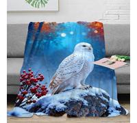 WXLWHR Couverture en Polaire Motif Chouette Neigeuse Couverture De Canapé Microfibre Ultra Douce Plaid Bois, pour Canapé Et Fauteuil, Toutes Saisons 50x60inch(127x152cm)