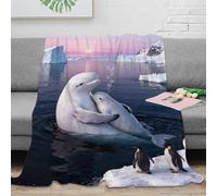 WXLWHR Couverture Polaire Flanelle Imprimée Béluga, Couverture De Lit Glacier Antarctique, Ultra Douce Et Chaude Cadeau Unique pour Garçon Et Enfant 40x50inch(100x130cm)