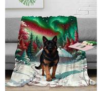 WXLWHR Couverture Polaire Flanelle Imprimée Berger Allemand, Plaid De Canapé Aurora Bois, Douce Et Confortable Cadeau Unique pour Garçon Et Enfant 60x80inch(150x200cm)