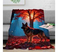WXLWHR Couverture Polaire Flanelle Imprimée Berger Allemand, Plaid De Canapé Autumn Bois, Douce Et Moelleuse Cadeau pour Garçon Et Enfant 80x90inch(200x230cm)