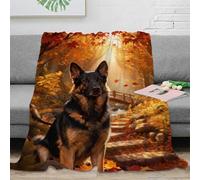 WXLWHR Couverture Polaire Flanelle Imprimée Berger Allemand, Plaid De Canapé Bois, Ultra Douce Et Chaude Idée Original pour Garçon Et Enfant 40x50inch(100x130cm)