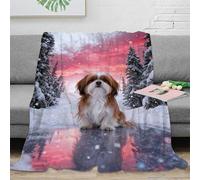 WXLWHR Couverture Polaire Flanelle Imprimée Chiot Mignon, Plaid De Canapé Forêt de Pins Enneigée, Douce Et Chaude Cadeau pour Garçons Et Filles 40x50inch(100x130cm)