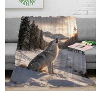 WXLWHR Couverture Polaire Flanelle Imprimée Loup, Plaid De Canapé Snowy Bois, Ultra Douce Et Chaude Cadeau Unique pour Garçon Et Enfant 50x60inch(127x152cm)