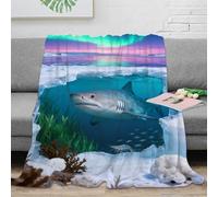 WXLWHR Couverture Polaire Flanelle Imprimée Requin, Couverture De Lit Glacier, Ultra Douce Et Chaude Cadeau Unique pour Garçons Et Filles 40x50inch(100x130cm)
