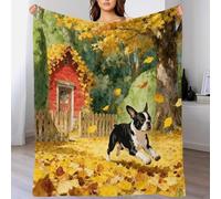 WXLWHR Couverture Polaire Flanelle Motif Boston Terrier, Plaid De Canapé Chalet Rouge, Douce Et Confortable Idée Original pour Enfants Et Adultes 60x80inch(150x200cm)