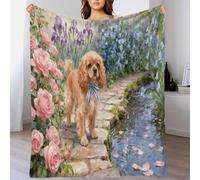 WXLWHR Couverture Polaire Flanelle Motif Cavalier King Charles Spaniel, Jeté De Canapé Fleur, Douce Et Confortable Idée Original pour Garçons Et Filles 70x80inch(180x200cm)