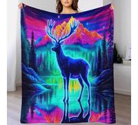 WXLWHR Couverture Polaire Flanelle Motif Cerf Élaphe, Plaid De Canapé Forêt de Montagne, Douce Et Moelleuse Idée Original pour Garçon Et Enfant 80x90inch(200x230cm)