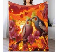 WXLWHR Couverture Polaire Flanelle Motif Deux Calopsittes, Couverture De Canapé Fleurs Roses, Douce Et Confortable Cadeau pour Enfants Et Adultes 40x50inch(100x130cm)