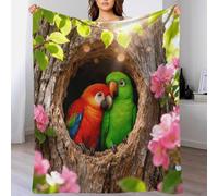WXLWHR Couverture Polaire Flanelle Motif Deux Perroquets, Couverture De Canapé Arbre Creux, Douce Et Confortable Idée Original pour Enfants Et Adultes 60x80inch(150x200cm)