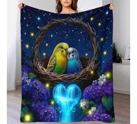 WXLWHR Couverture Polaire Flanelle Motif Deux Perroquets, Couverture De Canapé Fleurs sous Un Ciel Étoilé, Douce Et Confortable Cadeau pour Enfants, Garçons 60x80inch(150x200cm)