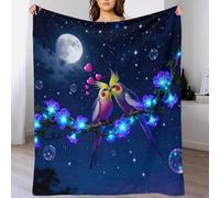 WXLWHR Couverture Polaire Flanelle Motif Deux Perroquets, Couverture De Canapé Vigne Étoile et Lune, Douce Et Confortable Cadeau pour Enfants Et Adultes 60x80inch(150x200cm)