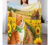 WXLWHR Couverture Polaire Flanelle Motif European Chat à Poil Court, Plaid De Canapé Ferme, Douce Et Moelleuse Idée Original pour Enfants Et Adultes 70x80inch(180x200cm)