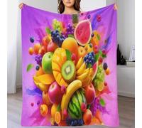 WXLWHR Couverture Polaire Flanelle Motif Fruit, Couverture De Canapé Divers Fruits Tropicaux, Confortable Moelleuse Idée Original pour Enfants, Garçons 80x90inch(200x230cm)