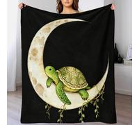 WXLWHR Couverture Polaire Flanelle Motif Tortue, Plaid De Canapé Croissant de Lune, Douce Et Confortable Cadeau pour Garçons Et Filles 70x80inch(180x200cm)