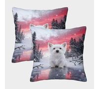 WXLWHR Housse Coussin West Highland White Terrier Lot De 2, Microfibre Douce Housse De Coussin pour Canapé, Taie d'oreiller Décorative Lavable, pour Canapé Salon Chambre Chaise, 50x50cm