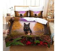 WXLWHR Housse De Couette Berger Allemand Microfibre Ultra Douce Parure De Lit Imprimé Autumn Bois avec Taies D'oreillers Qualité Hôtelière Et Facile d'entretien Double（200x200cm）