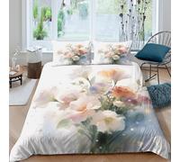 WXLWHR Housse De Couette Bouquet Microfibre Parure De Lit 3 Pièces À Motif Bouquet Aquarelle avec Fermeture Éclair & Taies d'oreiller pour Enfant Fille Double（200x200cm）
