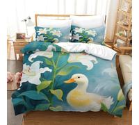 WXLWHR Housse De Couette Canard Microfibre Ultra-Douce Parure De Lit Imprimée Lys dans la Brume 3D avec Fermeture Éclair & Taie d'oreiller Cadeau Fête Anniversaire Super King（260x220cm）