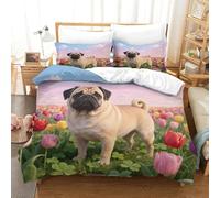 WXLWHR Housse De Couette Carlin Microfibre Parure De Lit Imprimé Champ de Tulipes 3D avec Fermeture Éclair & Taie d'oreiller pour Garçons, Adolescents Super King（260x220cm）