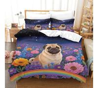 WXLWHR Housse De Couette Carlin Microfibre Parure De Lit Imprimé Fleurs Nebula 3D avec Fermeture Éclair & Taies d'oreiller pour Adultes Enfants Filles Single（140x200cm）